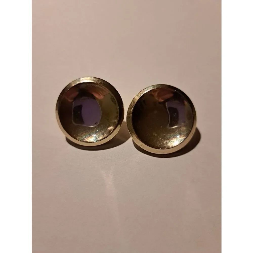 Vintage West Germany Silver Tone Clip-On Earrings Round Button Style 1”
